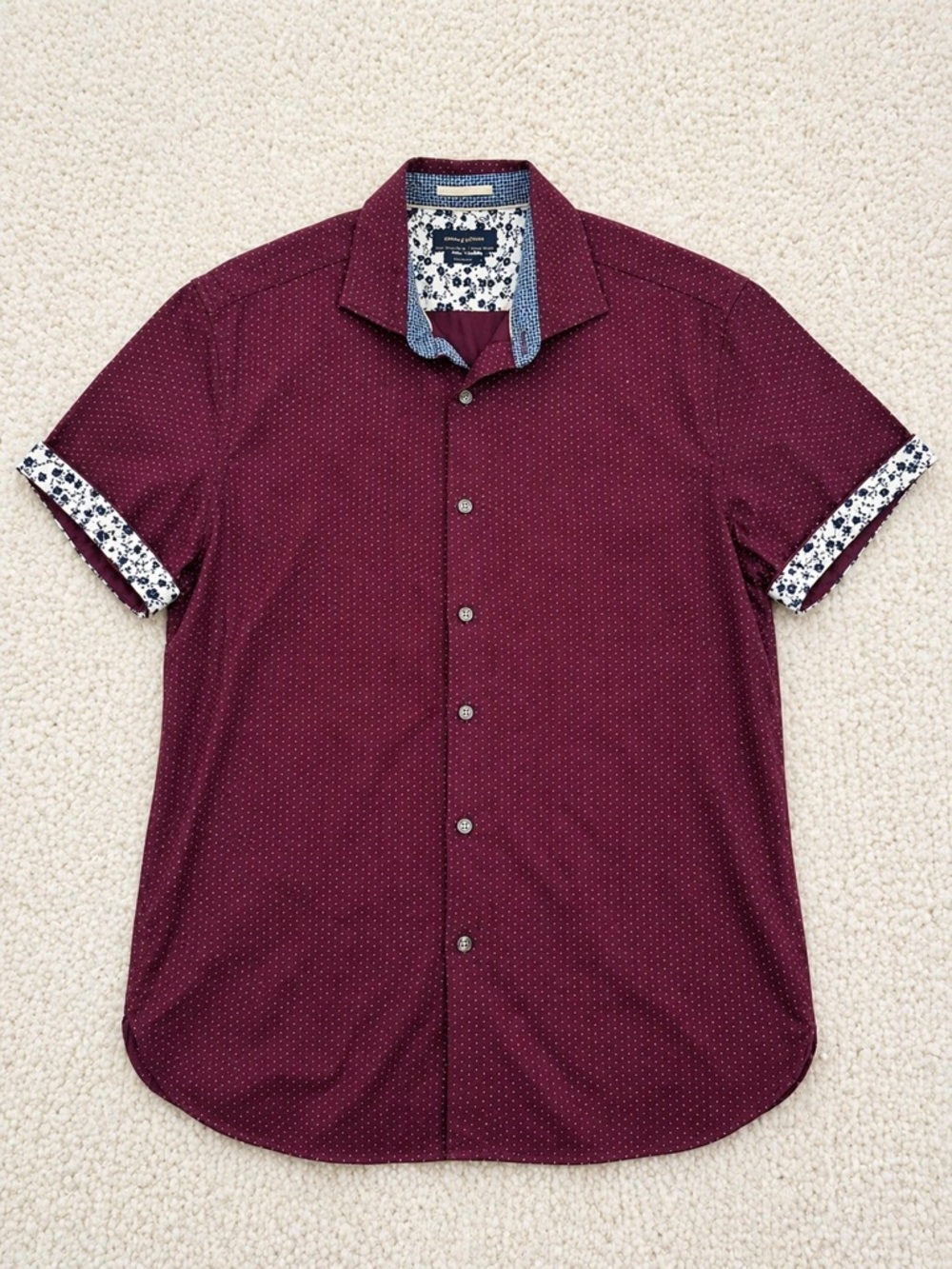 Denim & Flower Ricky Singh Burgundy Dot Shirt L